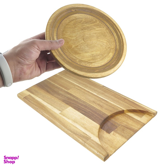 تخته گوشت مکنوس کد 671063 مدل آکاسیا همراه بشقاب چوبی