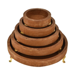 سینی چوبی مدل پایه دار طرح گرد مجموعه 5 عددی