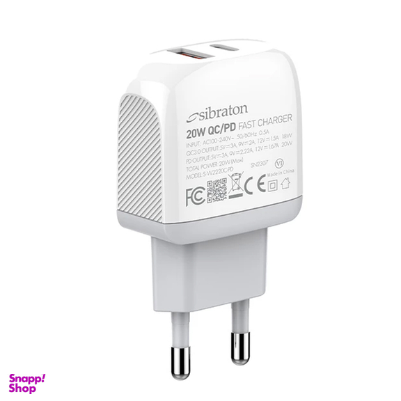 شارژر دیواری 20 وات سیبراتون مدل SW2220C PD به همراه کابل USB-C