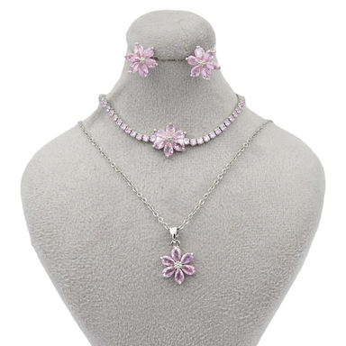 نیم ست زیور زنانه وای اس ایکس مدل کریستال سواروسکی طرح گل کد swsr1769