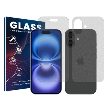 محافظ صفحه نمایش مات گلس مدل Resistant مناسب گوشی موبایل اپل iPhone 16 به همراه محافظ پشت گوشی