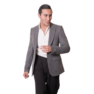 کت تک مردانه مدل فوتر سناتور رنگ طوسی روشن
