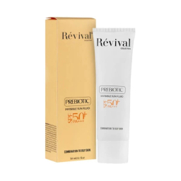 فلوئید ضد آفتاب بدون رنگ کلکسیون رویوال spf 50 مدل PREBIOTIC مناسب پوست های چرب و مختلط حجم 50 میلی لیتر