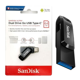 فلش مموری سن دیسک مدل Ultra Dual Drive GO USB Type-C ظرفیت 64 گیگابایت رنگ مشکی