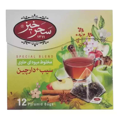 دمنوش مخلوط میوه ای سیب و دارچی سحرخیز بسته ۱۲ عددی