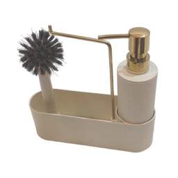 ست مخزن مایع دستشویی و فرچه لیمون کد RM2124 به همراه استند و اسکاج