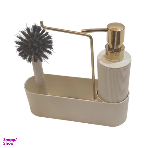 ست مخزن مایع دستشویی و فرچه لیمون کد RM2124 به همراه استند و اسکاج