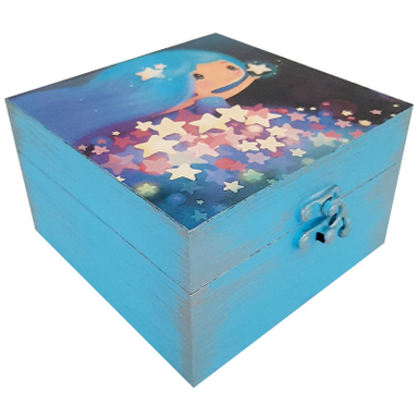 جعبه هدیه چوبی مدل فانتزی طرح دختر رویایی کد SB31