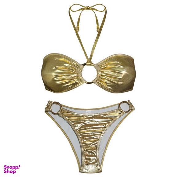 مایو زنانه رونیا مدل سگگ دار بندی پد متحرک کد 4926-981 رنگ طلایی