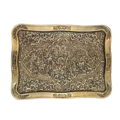 سینی قلمزنی برنجی طرح کاروان پادشاه کد T-1002