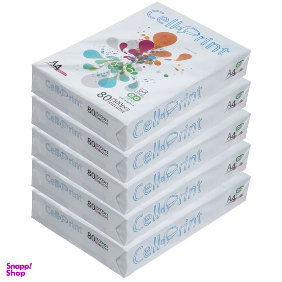 کاغذ A4 سل پرینت بسته 5 عددی 2500 کاغذ رنگ سفید