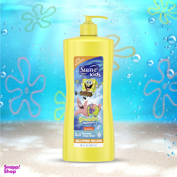شامپو مو و بدن کودک سواو مدل SpongeBob 2 in 1 حجم 828 میلی لیتر