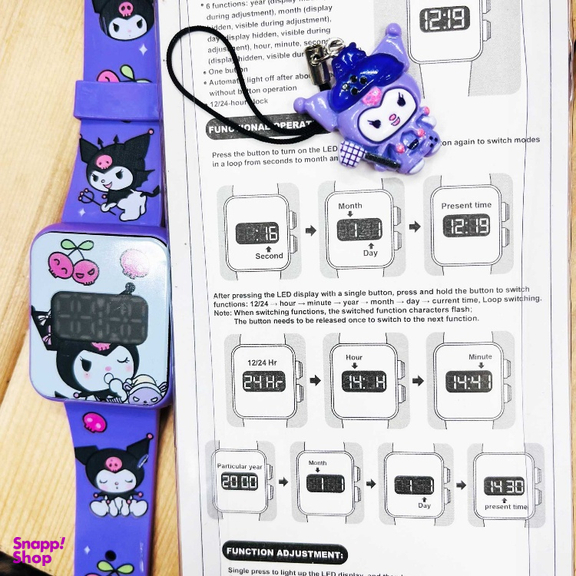 ساعت مچی دیجیتال دخترانه مدل کرومی عروسکی به همراه آویز