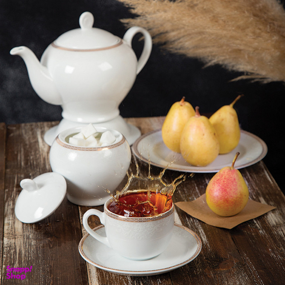 ست فنجان و نعلبکی 12 پارچه 6 نفره چینی زرین ایران مدل چای خوری ایتالیا اف 8 ریوا درجه 3