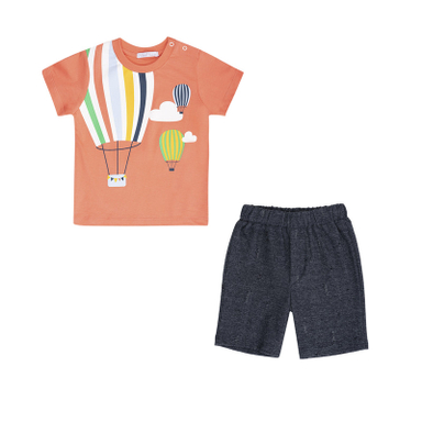 ست تیشرت و شلوارک پسرانه فیورلا مدل بالن رنگین کمان کد 25038