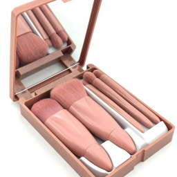 ست براش آرایشی مدل مسافرتی آینه دار مجموعه 5 عددی