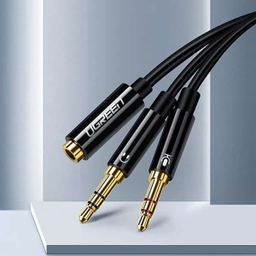 کابل تبدیل 1 به 2 صدا Jack 3.5mm یوگرین مدل AV140 AUX کد 20898 طول 20 سانتی متر