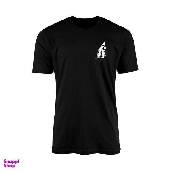 تیشرت آستین کوتاه زنانه مدل پر کدTZ5 طرح پر سفید رنگ مشکی