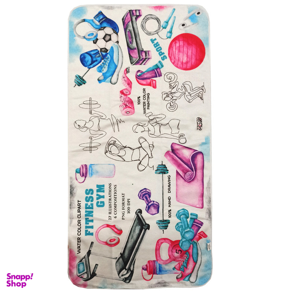 حوله ورزشی هزاردستان طرح fitness gym کد H131 سایز 100x50 سانتی متر