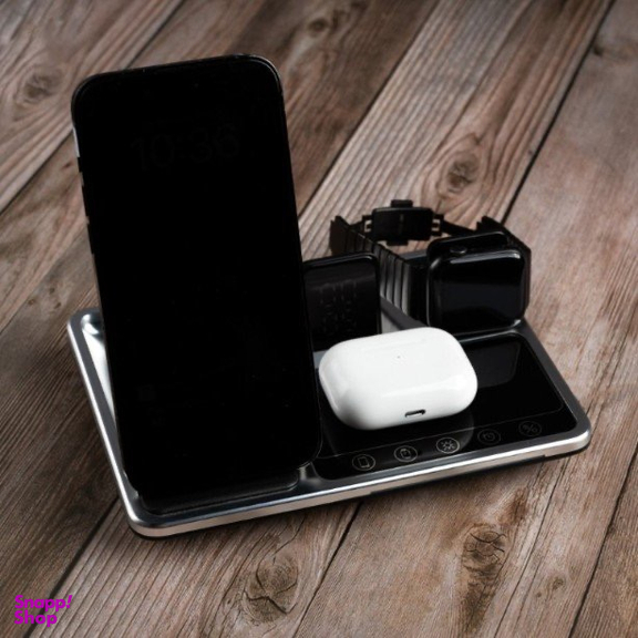 استند شارژر 4 کاره گرین مدل Green Lion 4 in 1 Wireless Charging Station 15W