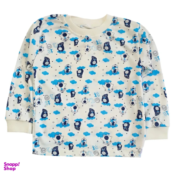 ست تیشرت آستین بلند و شلوار راحتی نوزادی مدل پنگوئن کد 4154 رنگ سفید