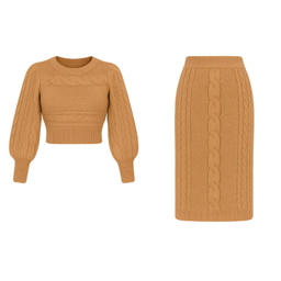 ست پلیور و دامن بافت زنانه مدل پیچک کد 02