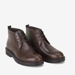 نیم بوت مردانه چرم طبیعی مونو کد J5514-091 رنگ قهوه ای تیره