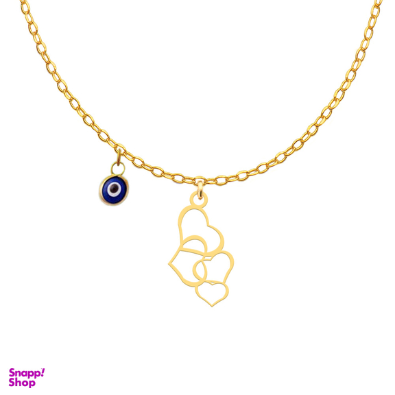 گردنبند طلا 18 عیار دخترانه کرابو طرح چند قلب مدل Kr11010