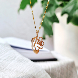 آویز گردنبند طلا 18 عیار زنانه گوزن طرح مادر و کودک کد BFT7432