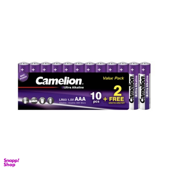 باتری نیم قلمی اولترا آلکالاین کملیون شرینک مدل LR03-SP10+2UT بسته 12 عددی