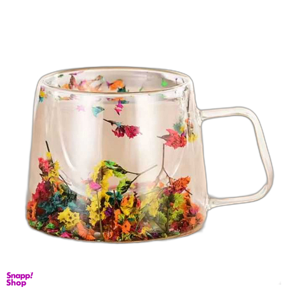 لیوان دوجداره طرح گل خشک کد 03