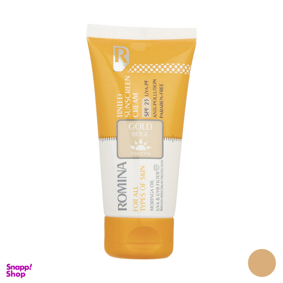 کرم ضد آفتاب رومینا مدل Gold Beige-25 حجم 50 میلی لیتر