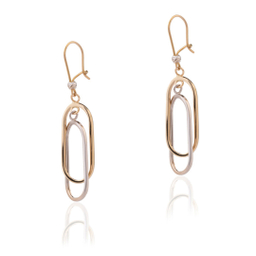 گوشواره طلا 18 عیار زنانه داریم مدل دو رنگ طرح بیضی