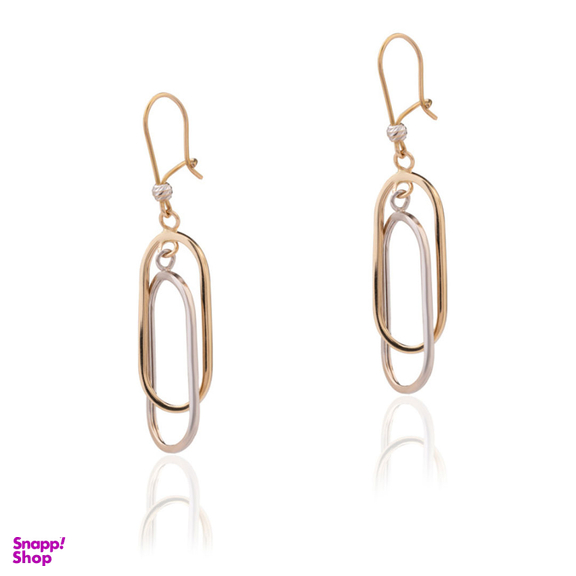 گوشواره طلا 18 عیار زنانه داریم مدل دو رنگ طرح بیضی