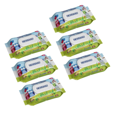 دستمال مرطوب کودک بالشتی نیوساد مدل Happu Owl مجموعه 6 بسته 64 عددی