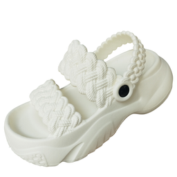 صندل زنانه پاپا مدل بافت دار نصر کد 128519 رنگ سفید شیری