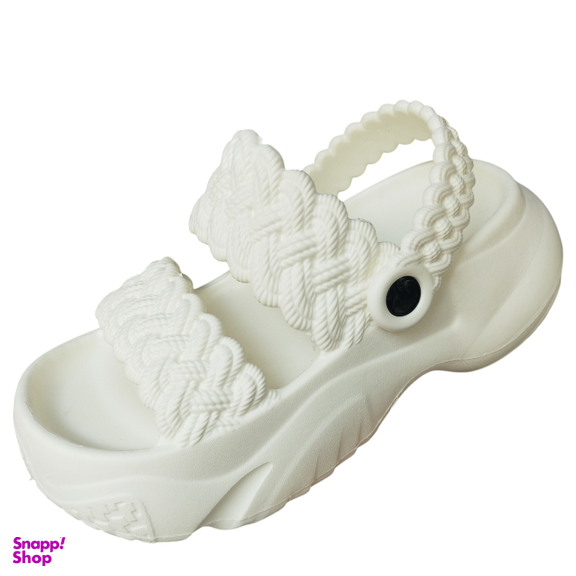 صندل زنانه پاپا مدل بافت دار نصر کد 128519 رنگ سفید شیری