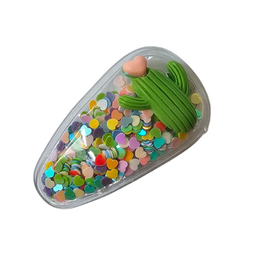 گیره مو دخترانه مدل تق تقی آکواریومی طرح کاکتوس کد 130