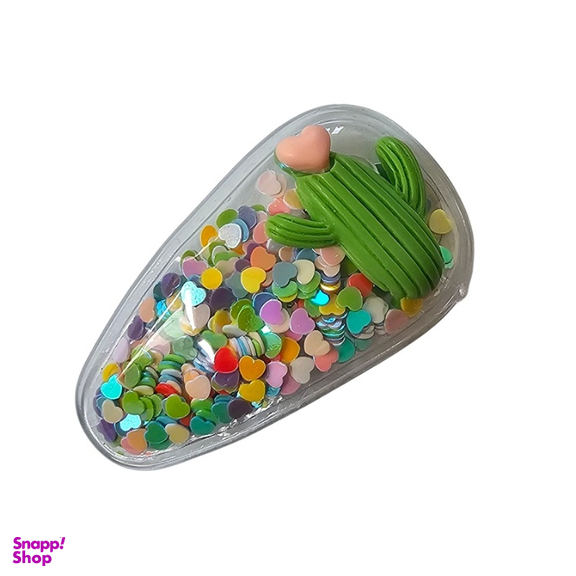 گیره مو دخترانه مدل تق تقی آکواریومی طرح کاکتوس کد 130
