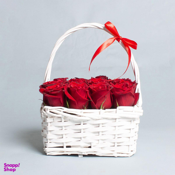 سبد گل رز هلندی 12 عددی