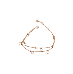 پابند زنانه دو رج طرح ستاره و گوی رنگ طلایی