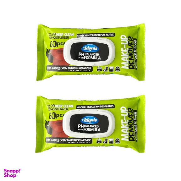 دستمال مرطوب آدونیس مدل 02 دو بسته 60 عددی