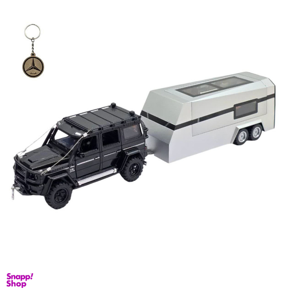 ماکت ماشین ناب سل مدل بنز باراباس فلزی وینچ دار با کاروان موزیکال چراغدار MERCEDES BENZ BARABUS به همراه جاسوییچی