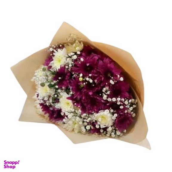 دسته گل طبیعی داودی و عروس چند رنگ