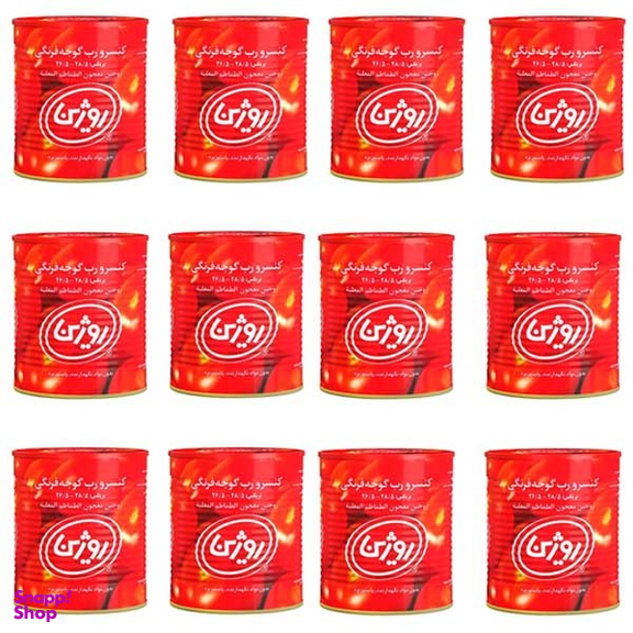 کنسرو رب گوجه فرنگی روژین وزن 800 گرم بسته 12 عددی
