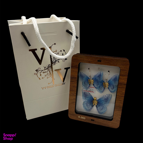 نیم ست طلا 18 عیار دخترانه وی وی گلد گالری مدل پروانه ای 6061