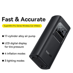 پمپ باد و چراغ قوه شارژی باسئوس مدل SuperMini Pro Series