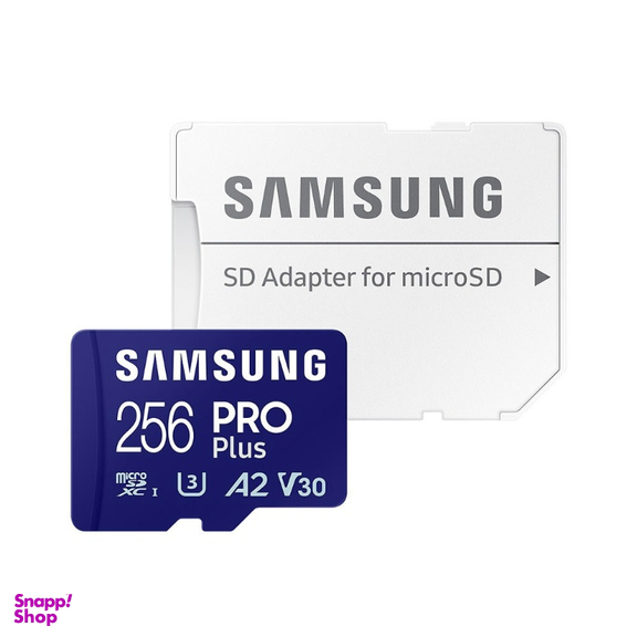 کارت حافظه MicroSDXC سامسونگ مدل Samsung PRO PLUS UHS-I U3 A2 V30 ظرفیت 256 گیگابایت به همراه آداپتور
