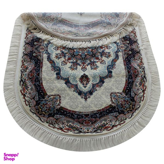 فرش ماشینی مدل بیضی طرح نیلا زمینه کرم