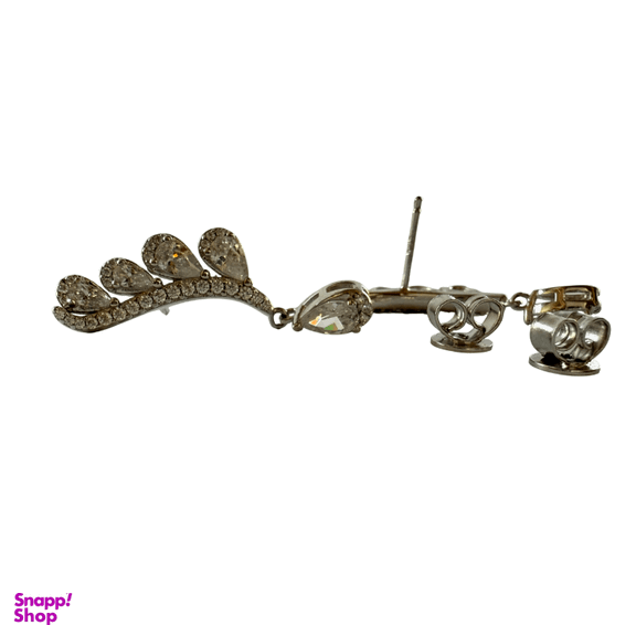 گوشواره نقره 925 عیار زنانه آویز طرح نگین سفید کد koro 2023